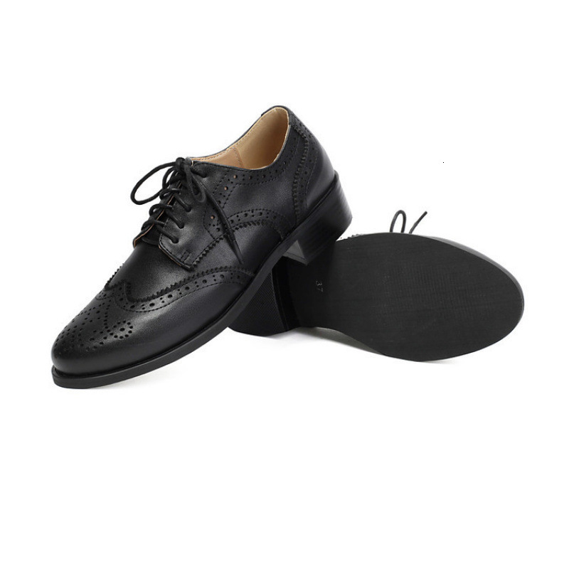 Soft Leather Brown Oxford Shoes Womens Brogue Derby Lace Casual Shoes Sports Shoes Work Party 241106