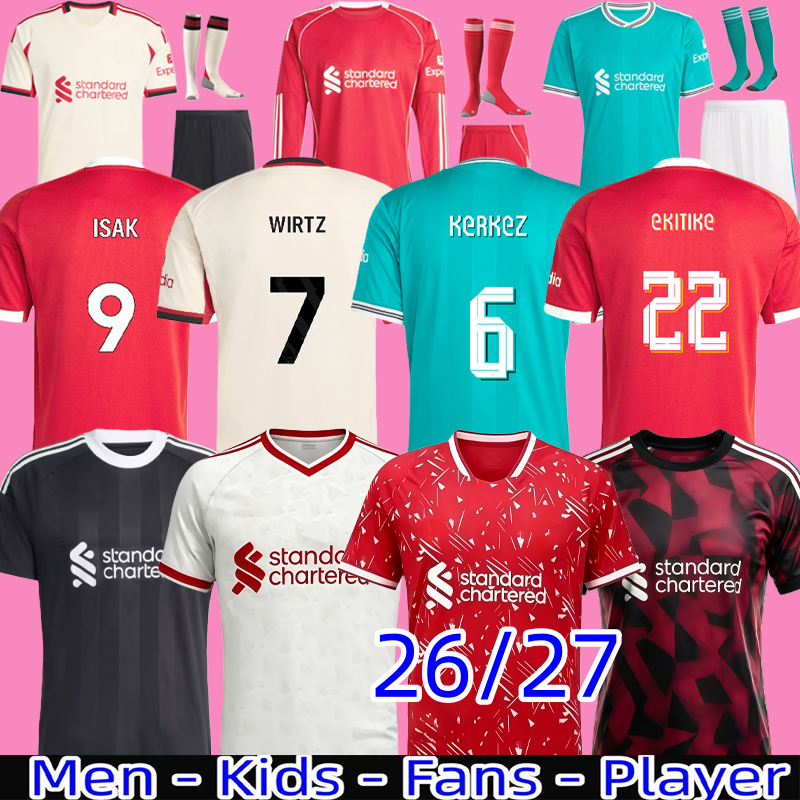 24 25 26 MAC ALLISTER soccer jersey DIOGO JOTA EkitikE 2025 2026 football shirt RIO SZOBOSZLAI A.BECKER FRIMPONG Wirtz Kerkez men kids kit uniforms SALAH ISAK GAKPO 999