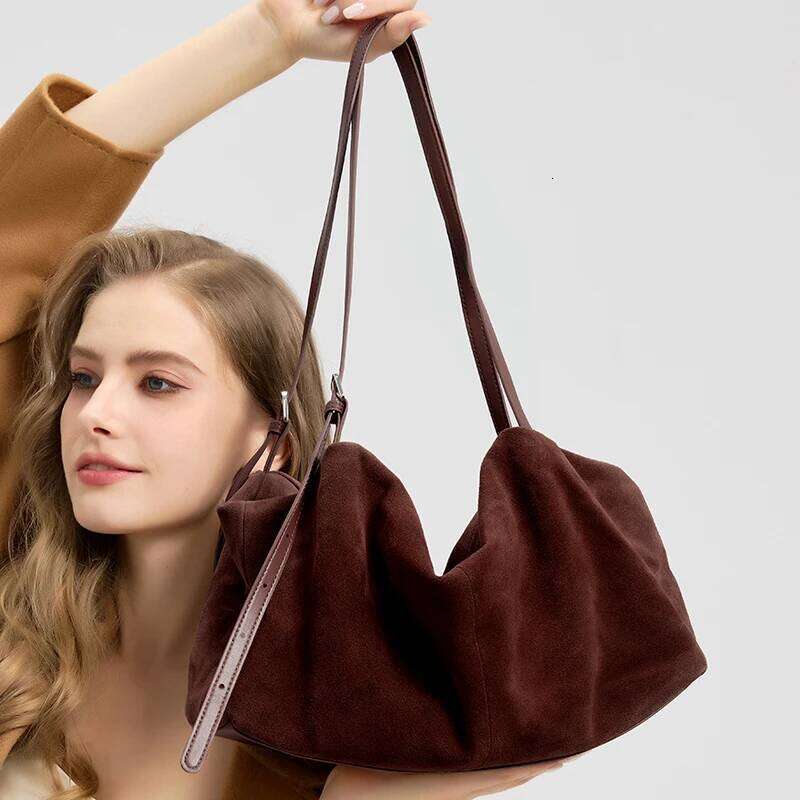 Women S Natural Nuede Genuine Leather Handbags Ladies Large Capacity Tote Female Design Luxury Commuting Yoga Bag Hobo Bag SENYY