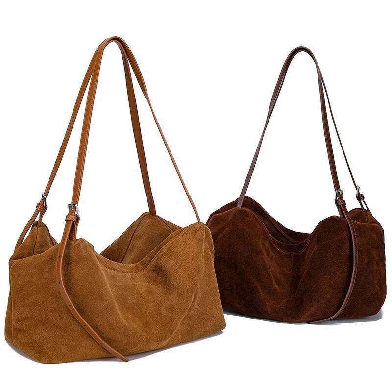 Women S Natural Nuede Genuine Leather Handbags Ladies Large Capacity Tote Female Design Luxury Commuting Yoga Bag Hobo Bag SENYY