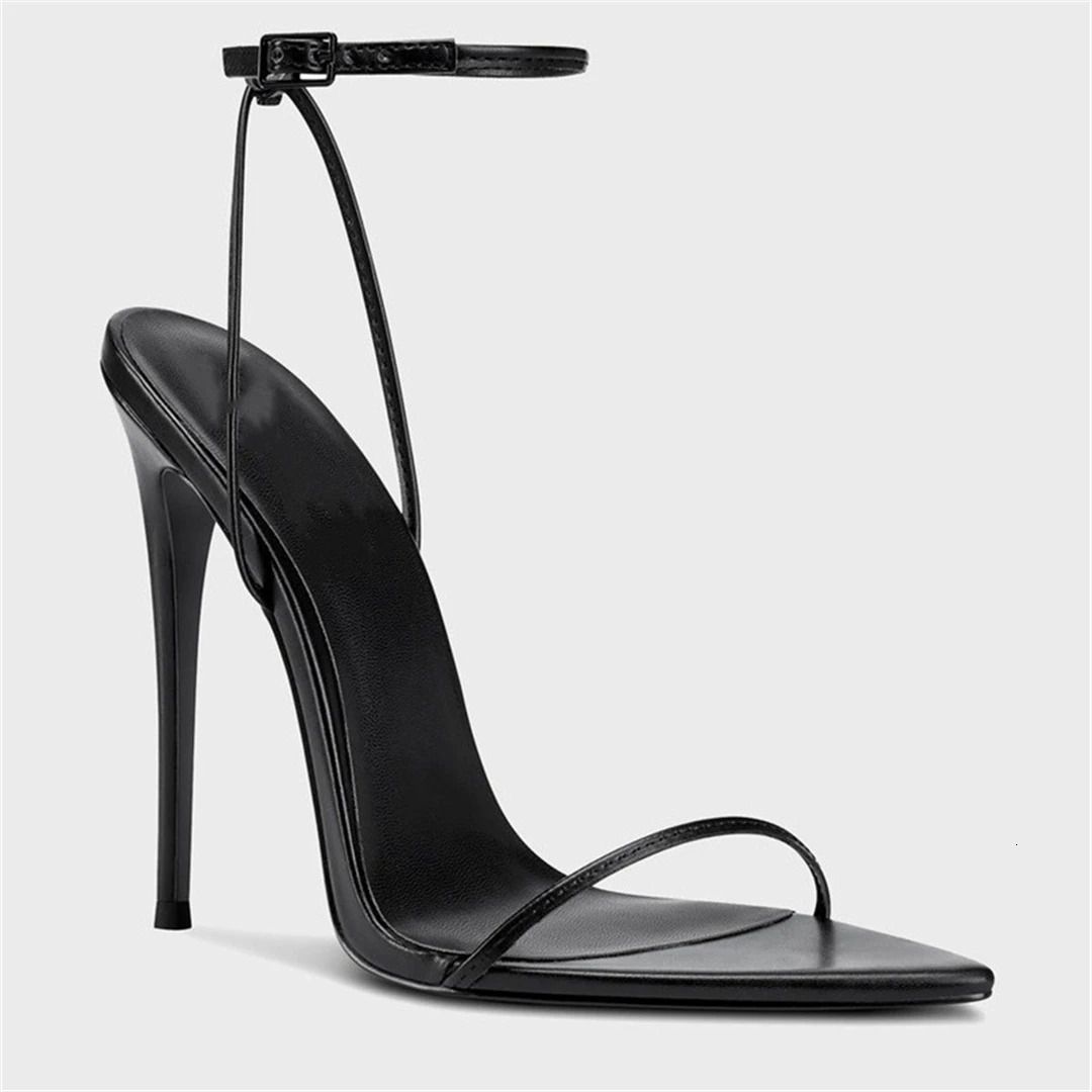 Summer pointed skin face one-word bare strap sexy sandals thin high-heeled banquet dress customized large-size womens shoes 260428