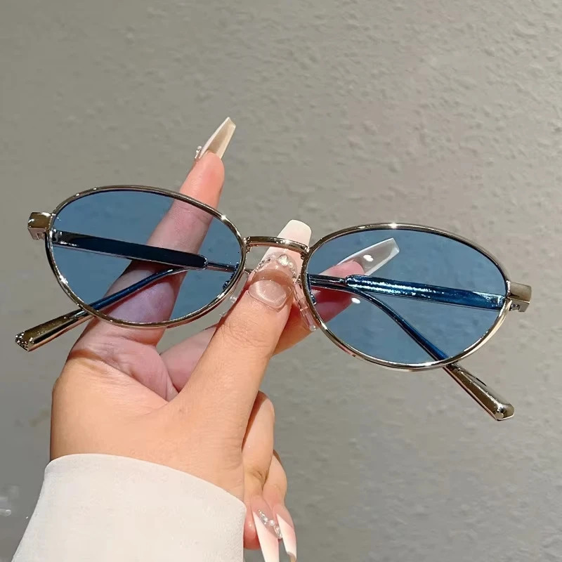 Fashion Metal Sunglasses INS Versatile Elegant Simple Style Light y Round Frame Womens Sunglasses 260428