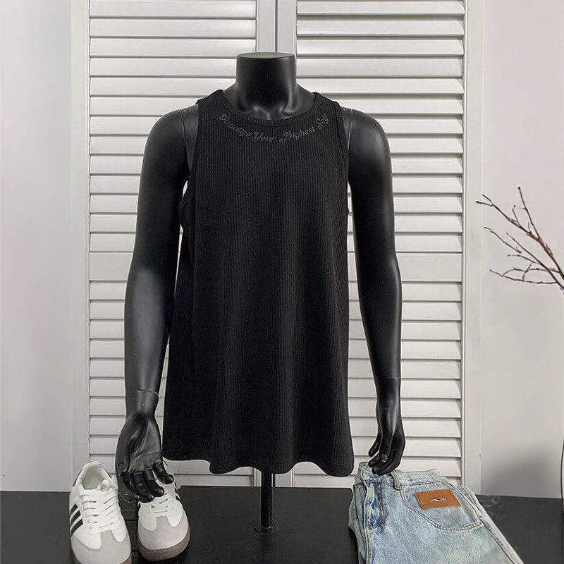 Luxury Brand Designer Mens 2026 New Black Letter Embroidered Tank Top American Cleanfit Ribbed Sleeveless T-Shirt Casual Base Layer Chic Stylish Moder