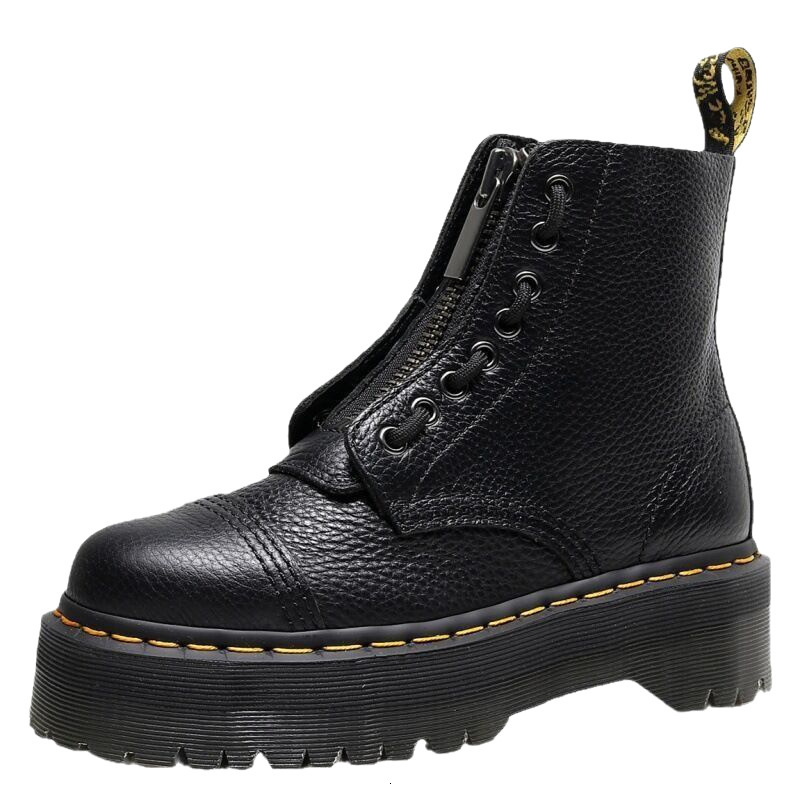 Designer shoe Sinclair front-zip leather stitched for both men and women, height-increasing thick-soled Martin boots