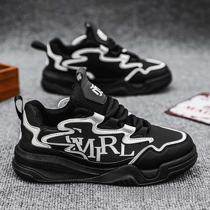 Men's New Autumn Versatile Leather Running Men's Casual Sneakers Height-Increasing Thick-Soled Dad Shoes