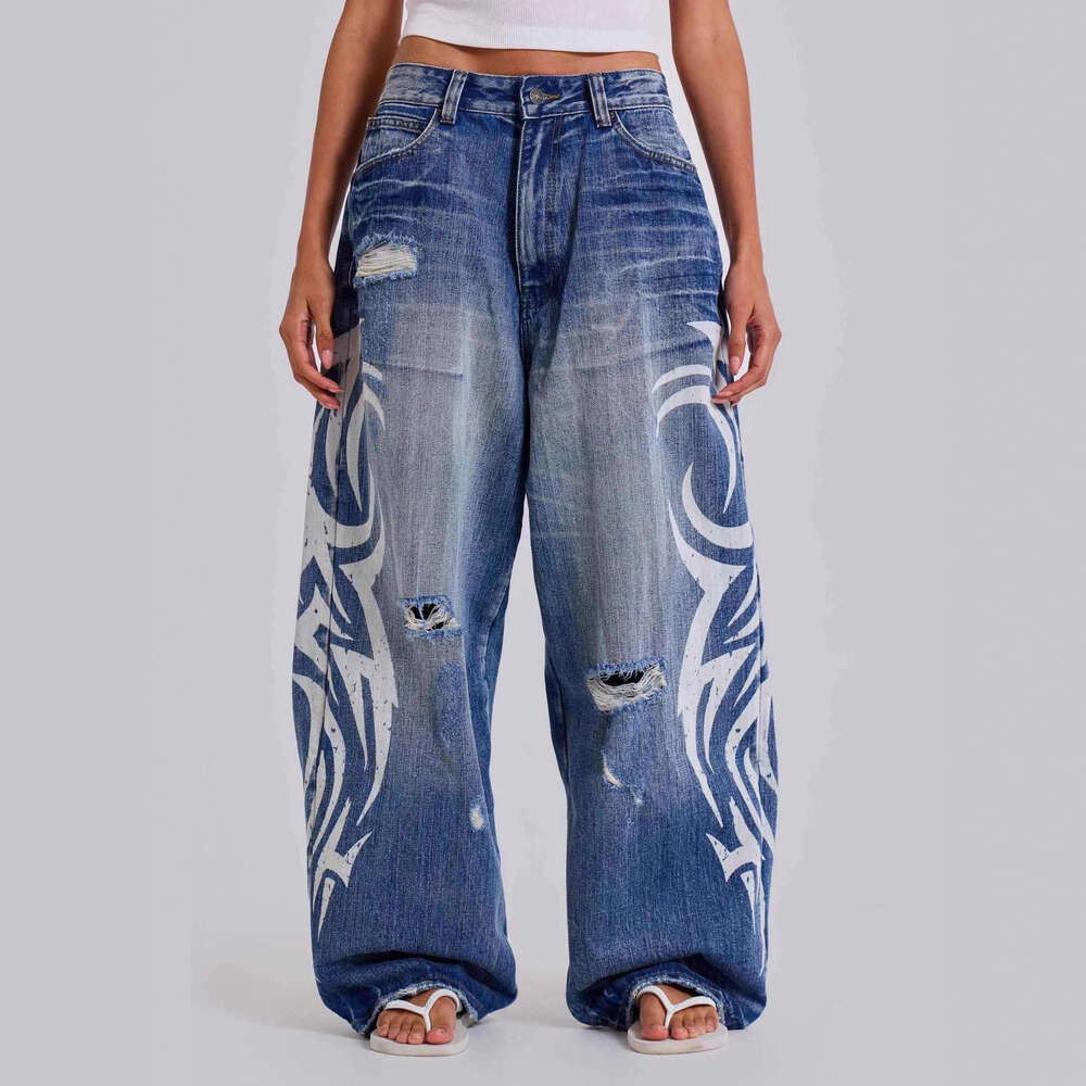 Denim Shorts Ladies Plus Size High Waist Distressed Stretch Curvy Summer European and American cross-border Jaded London