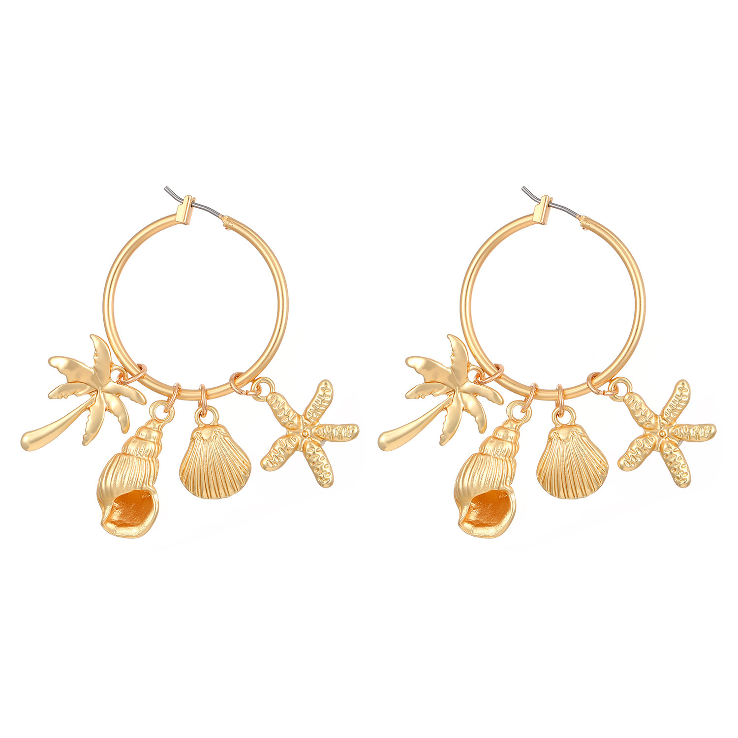 Designer European and American cross-border fashion accessories ocean series pearl conch shell starfish earrings holiday style earrings for women