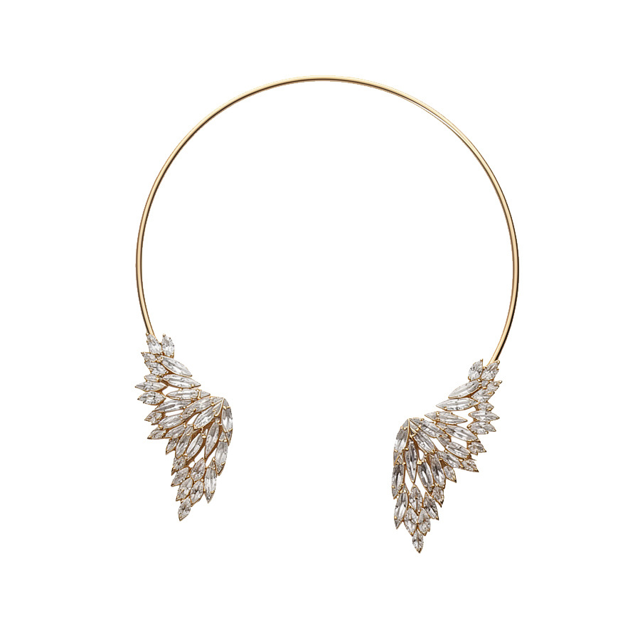 Metallic diamond-encrusted wings, exquisite fashionable with a unique design, elegant and luxurious high-end necklace wholesale - view 9