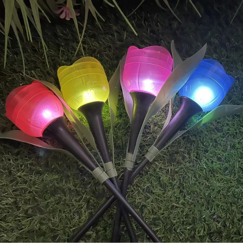12PCS Solar Tulip Lights Outdoor Waterproof Garden Automatic On at Dusk Mood Lighting for Yard Pathway 260429