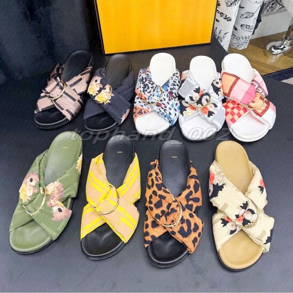 Floral printing Feel Slide for Women Man Sandal Luxury Slide Check slipper Designers Plaid Delfina Sandals Summer slides embroidery Leather sliders for flat shoes