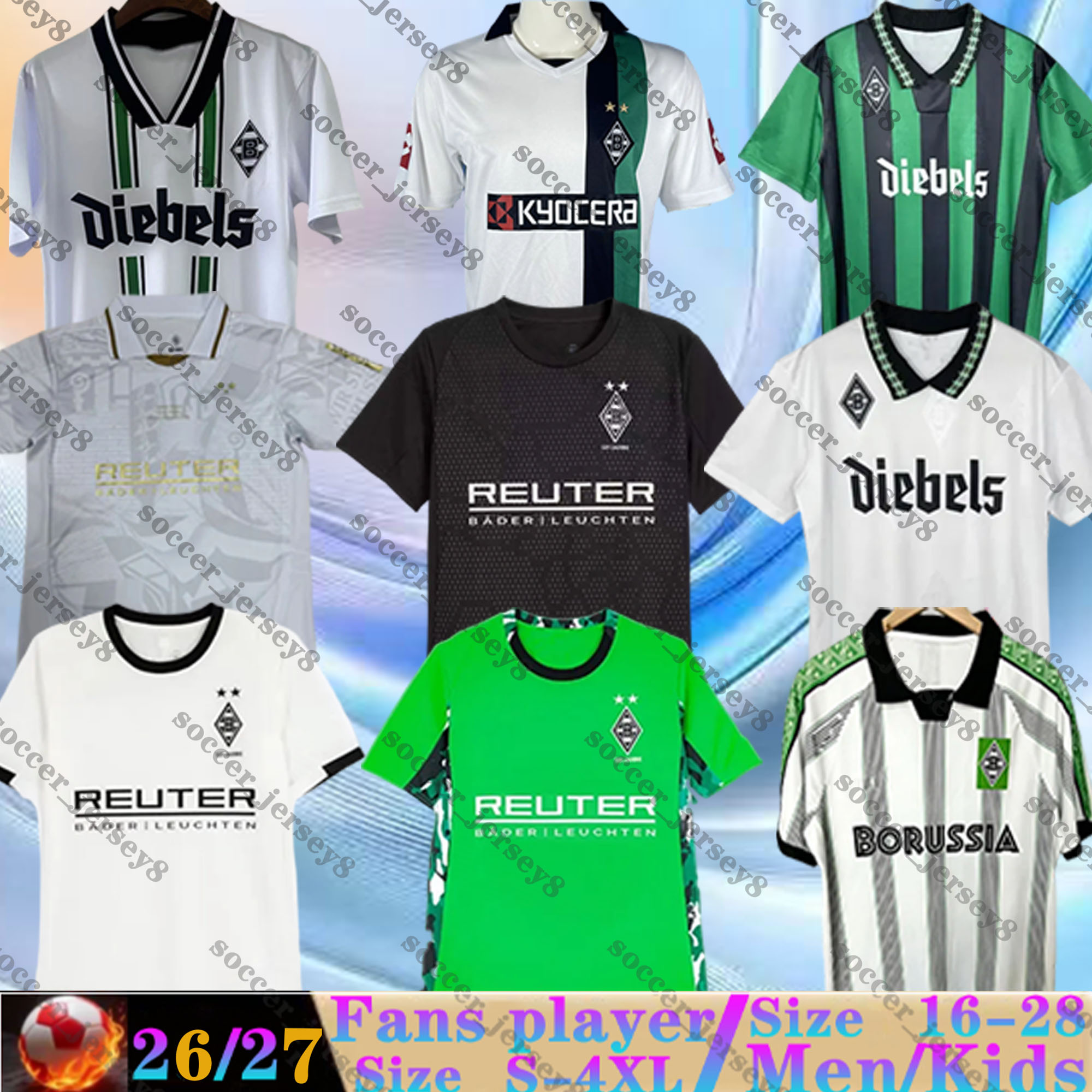 25 26 Borussia Monchengladbach soccer Jerseys Retro 95 96 08 09 Gladbach MANU KONE BENSEBAINI men kids kit ELVEDI THURAM STINDL PLEA HOFMANN 2026 2027 foootball shirt