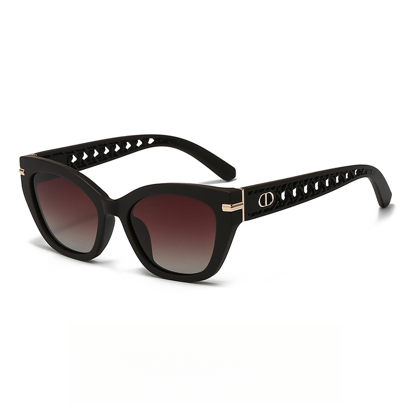 Luxury brand designer glasses Hollowout sunglasses for women large frame trendy polarized UV protection sunglasses sunshade glasses
