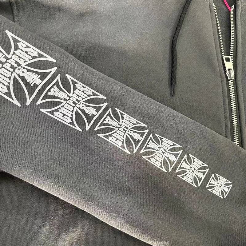 West Coast Choppers Zipper Hoodie Real Photo Men Women Street Cross Letter Print Hooded Sweatshirt