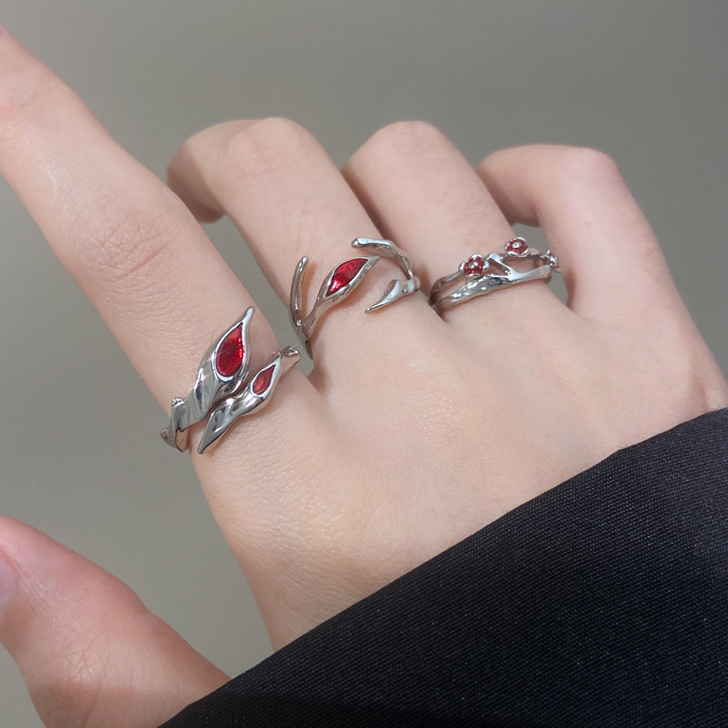 Designer European and American Gothic Punk Design High-End Knuckle Ring, Vintage Adjustable Open Ring, Unisex, Cross-Border