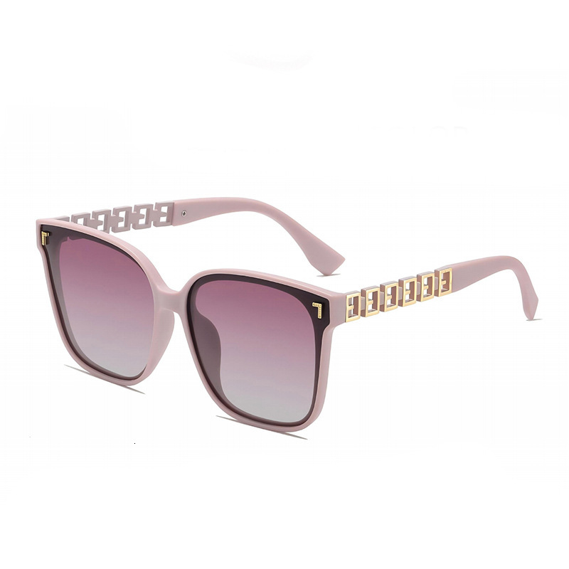 Luxury brand designer glasses New pink polarized sunglasses for women summer hollowout temple UV protection sunglasses fashionable chain glasses