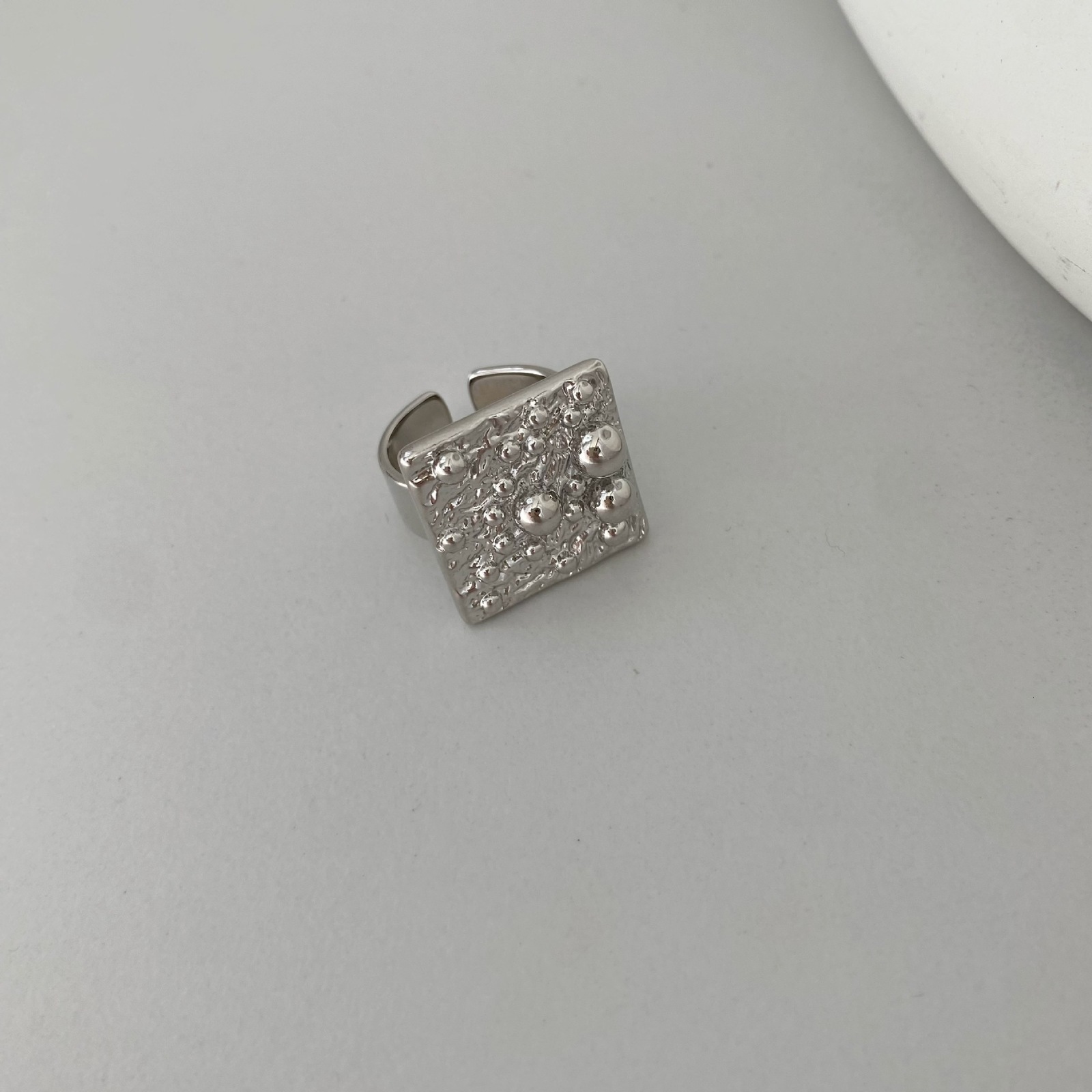 Mens 2-Finger Ring Nugget n Heavy Rough Style Hip Hop 14K Gold Plated Big Ring Irregular Geometric Shape for Two Finger 260421
