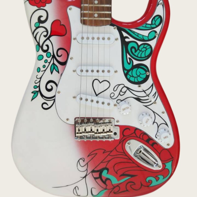 Custom Shop Jimi Hendrix's Monterey Tribute Hendrix Monterey Red White Electric Guitar Tremolo Bridge, Vintage Tuners