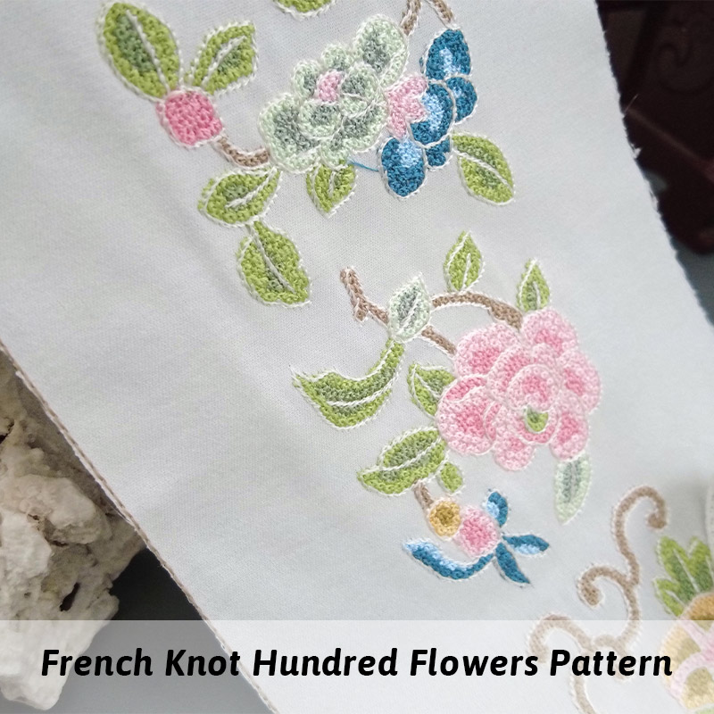 Chinese Style Garment Accessories, French Knot Hundred Flowers Embroidered Lace, Collar Trim, Slanted Placket