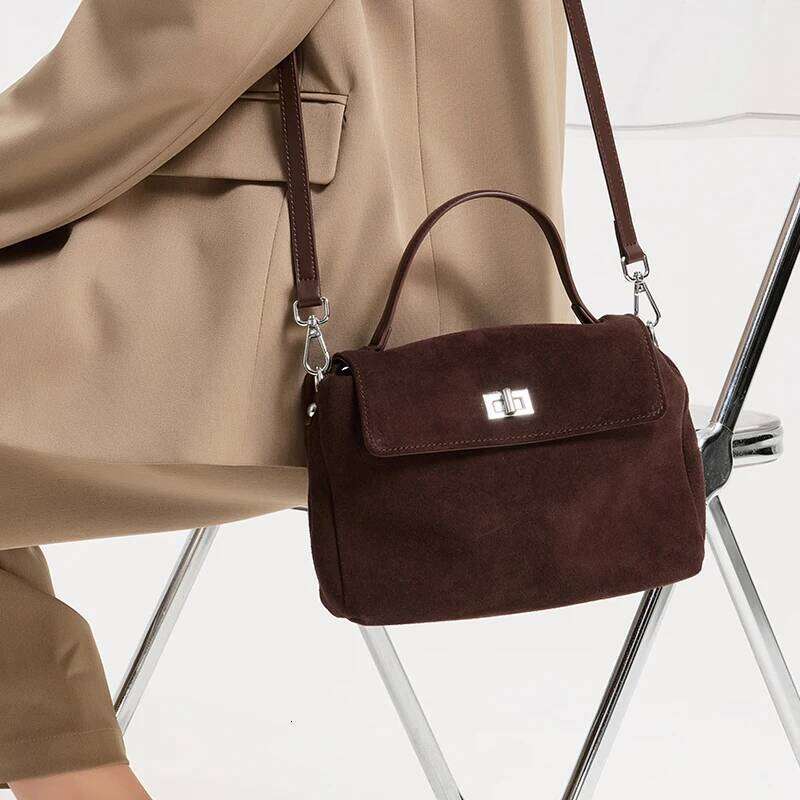 New Autumn Winter Women Suede Leather Crossbody Bag, Luxury Designer Genuine Leather Casual Commuter Shoulder Messenger Bag SENYY