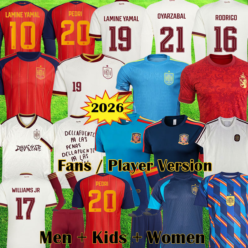3XL 4XL PEDRI 2026 Spain Soccer Jerseys LAMINE YAMAL Espana Camiseta de futbol CUCURELLA RODRIGO CUBARSI YEREMY OLMO Football Shirts ES National Kids baby Kits