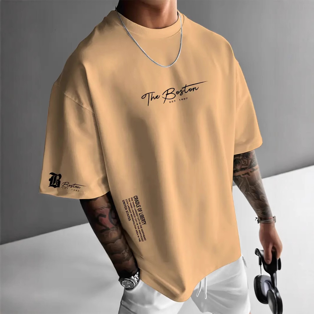 Luxury Brand Designer Mens 2026 New Trendy Brand Crew Neck Loose Casual Letter Print Short Sleeve T-Shirt Daily Wear Chic Stylish Modern Trendy Fashio