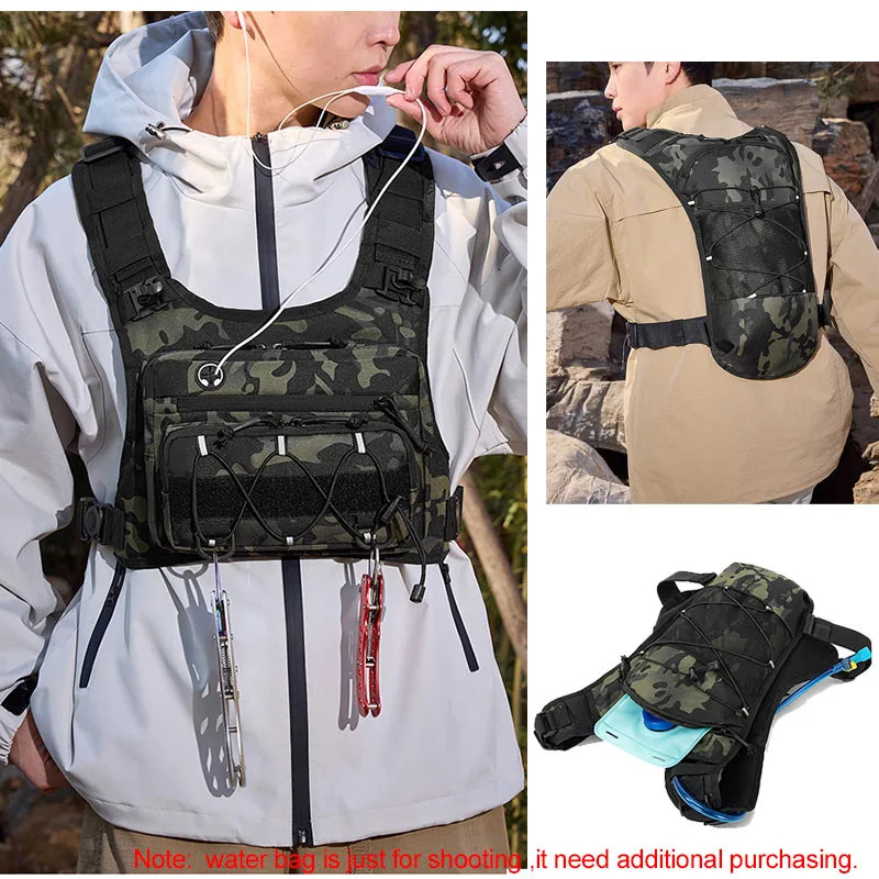Hydration Vest Running Chest Pack Backpack, Black Unisex Trail Running Hydration Pack with Adjustable Straps - view 3