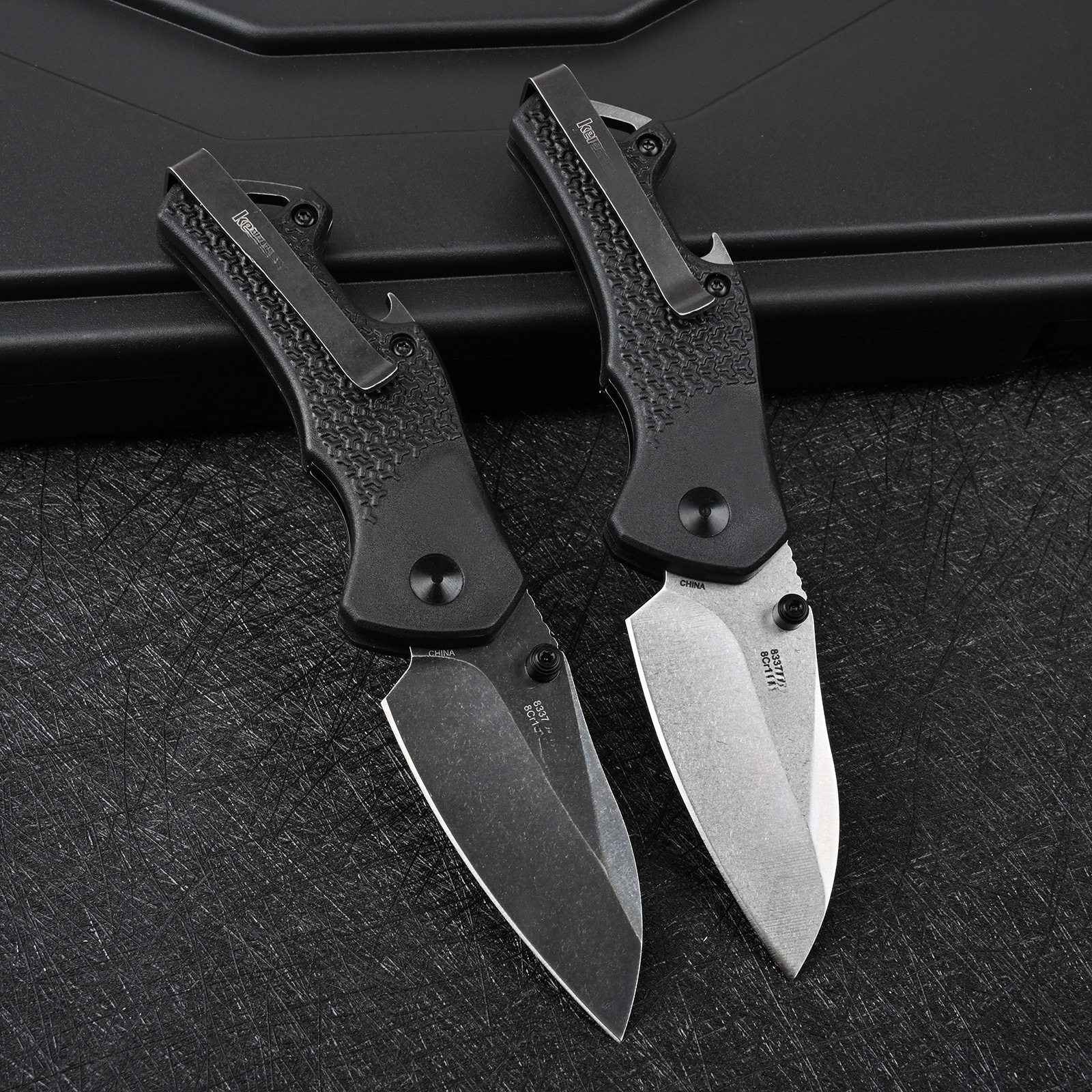 ks 8337 Compact Black Folding Knife with V-shaped Edge Grinding and Thumb Buckle Compact Design Precise and Durable Men's Gift