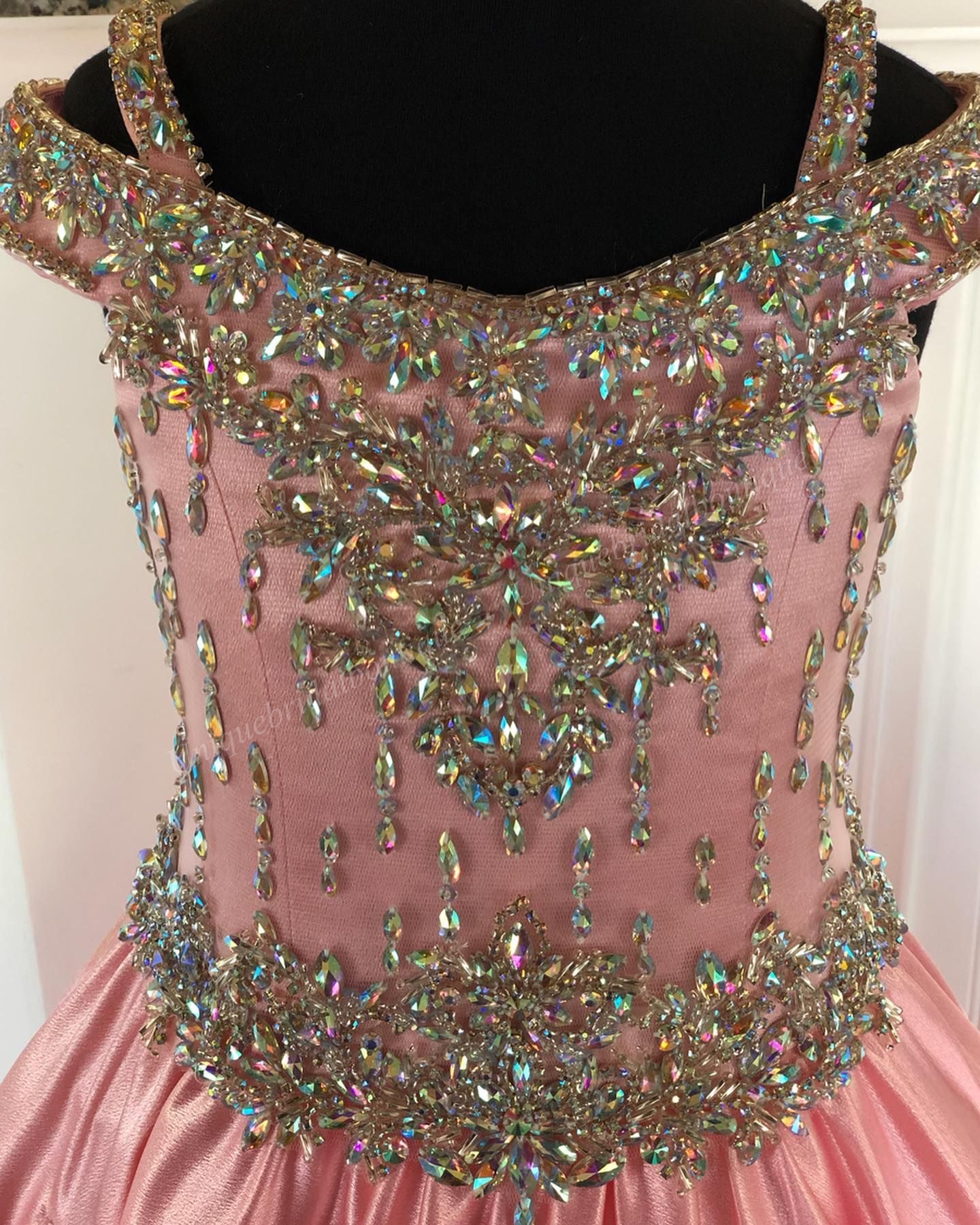 Little Miss Pageant Dress for Teens Junior Toddler Preteen 2026 Beading AB-Stones Crystal Pink Satin Long Girls Prom Gown Formal Party rosie Off-the-S
