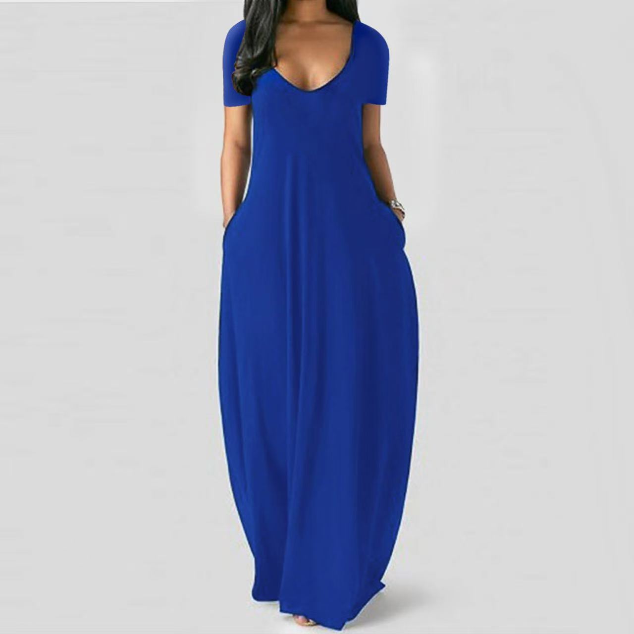 Plus Size Dresses Designer Clothing Long Skirt Short Sleeve Women Sexy Party Dress Fashion Casual Lapel Solid Color M-5XL