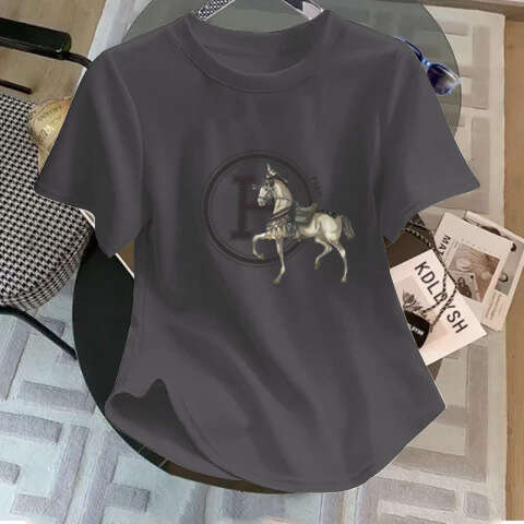 Straight-Shoulder Pure Cotton Slim-Fit Short-Sleeve Multi-Color Round-Neck Stylish And Youthful T-Shirt For Women, 2026 Summer New Top