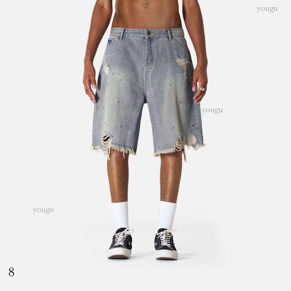 Denim Shorts Women High Waist Distressed Hem Jean Shorts Casual Streetwear Summer European and American cross-border trendy brand AELFRIC EDEN