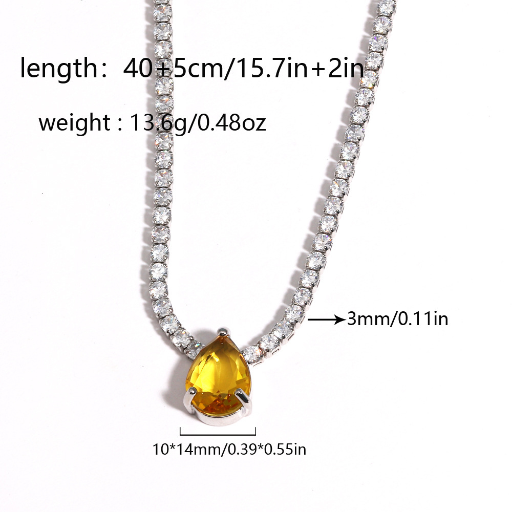 Vintage 18K Gold Pink Love Heart Diamond Pendant Necklace Fashion Water Drop Heart Tennis Chain Necklace Bling Full Crystal Choker Jewelry Accessory F