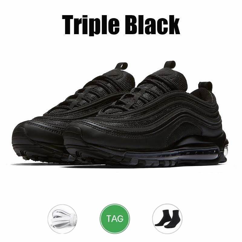 Designer 97s Running Shoes Mens Womens 97 Sneakers Trainers Triple Black White Metallic Silver Orange Bright Citron Outdoor Sports Men Jogging Shoes S