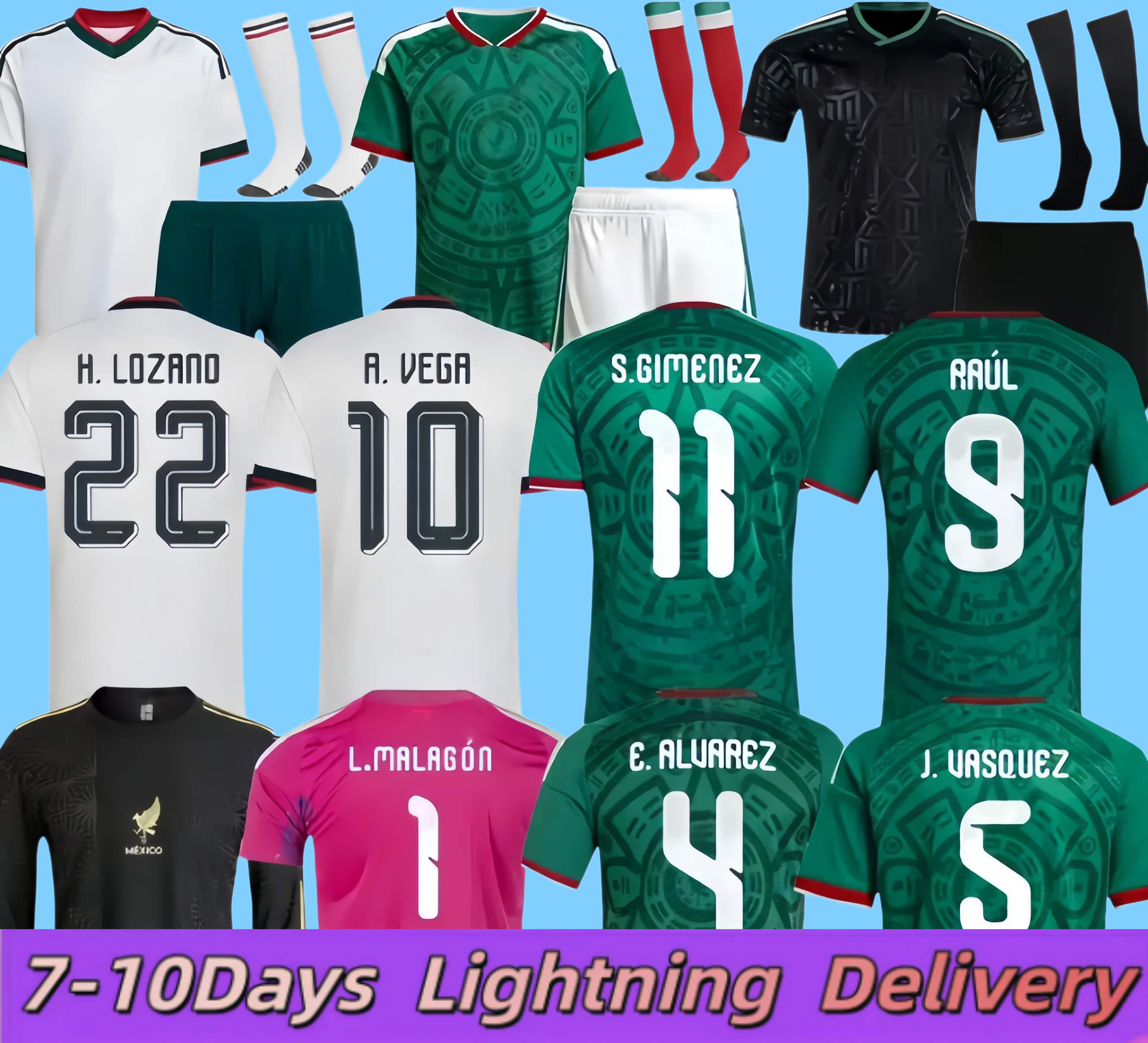 Mexico jersey 2026 World Cup mexico 26 27 soccer jerseys A. VEGA C. HUERTA L. ROMO RAUL football team kits men kids kit set Third top quality