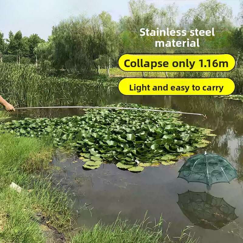 Stainless Steel Telescopic Crab Cage Puller Pole Retractable Fishing Lifter Hook Rod for Shrimp Trap Lifting