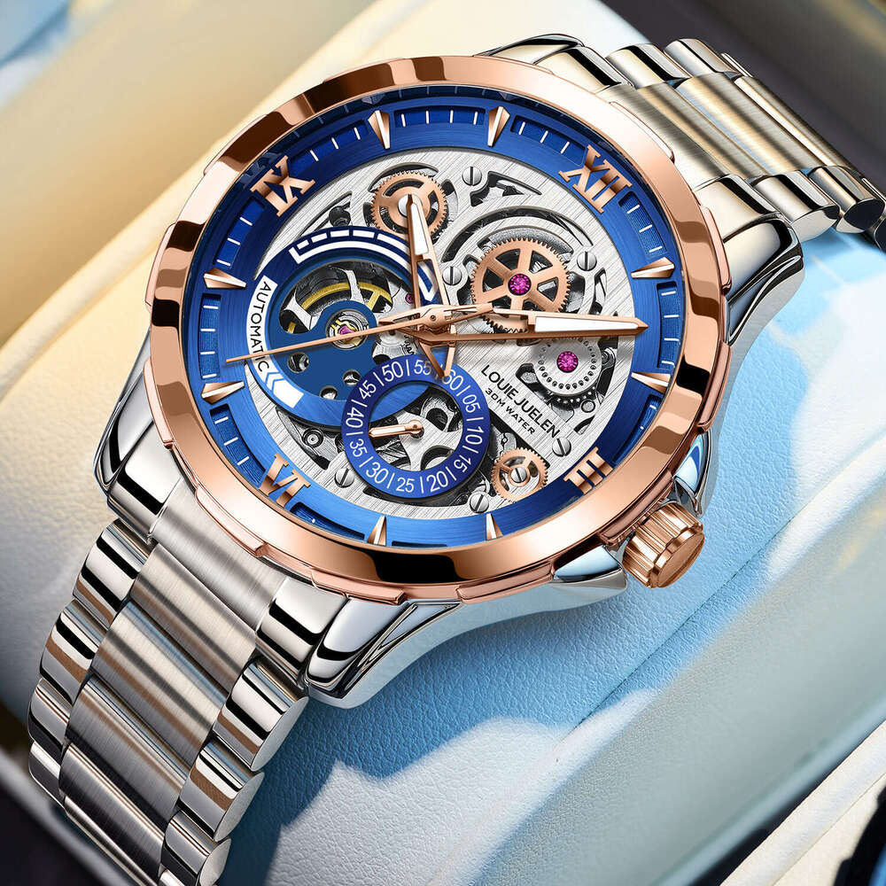 New Men's Mechanical Skeleton Automatic Business Wristwatch in Japan and Korean Style