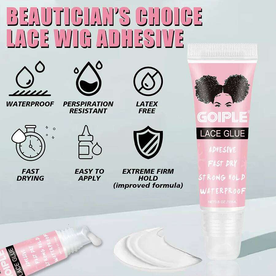 GOIPLE 15ml Wig Lace Fast Dry Strong Hold Super Invisible Waterproof Adhesive For Wigs Synthetic Hair Bonding Glue