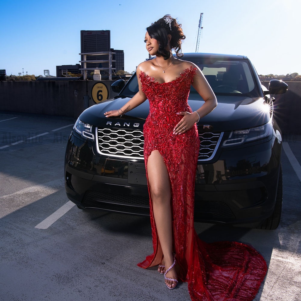 Elegant Red Prom Dresses 2026 Diamonds Luxury Mermaid Party Gowns 2026 Vestidos De Fiesta Long Birthday Dress