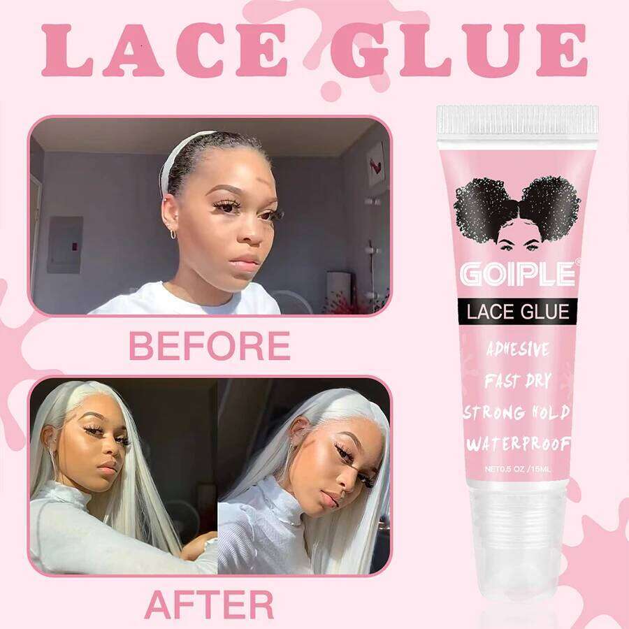 GOIPLE 15ml Wig Lace Fast Dry Strong Hold Super Invisible Waterproof Adhesive For Wigs Synthetic Hair Bonding Glue