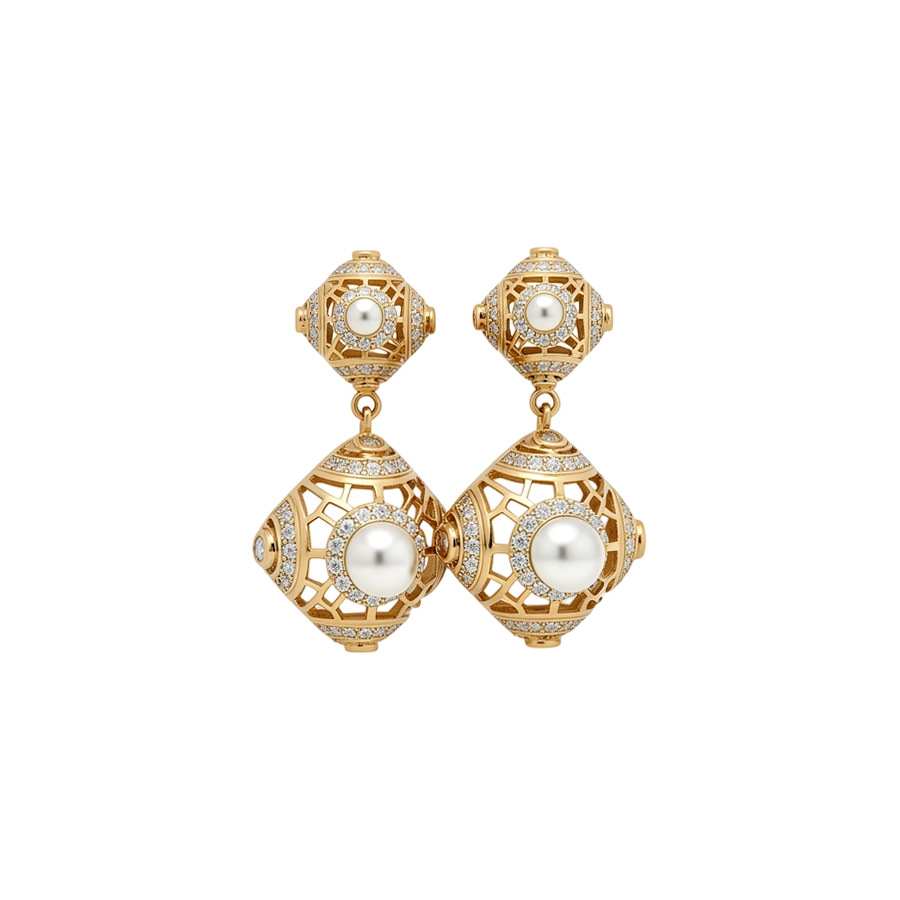 Stylish and elegant hollow-out zircon-encrusted geometric quadrilateral earrings,perfect for parties and versatile elegant ear jewelry - view 9