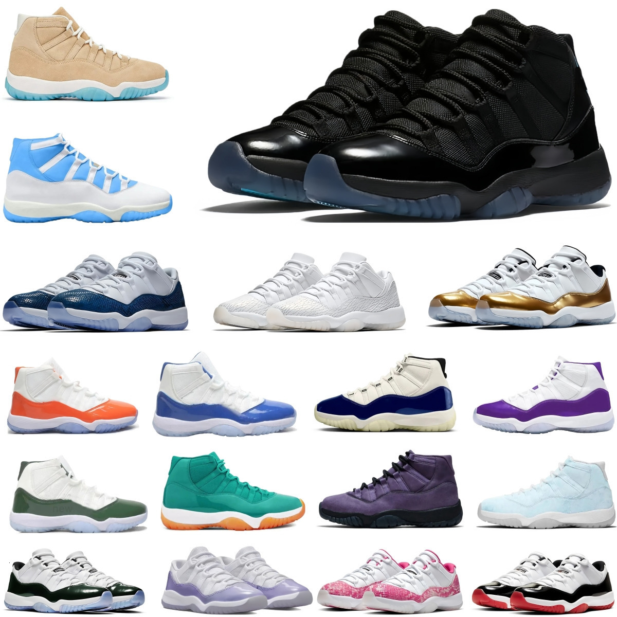 Designer Basketball Shoes 11s Sneakers 11 Cement Grey Low Blue Cool Grey Black Women Man Concord Snakes Skin Pink Bred University Blue Outdoor Sports 