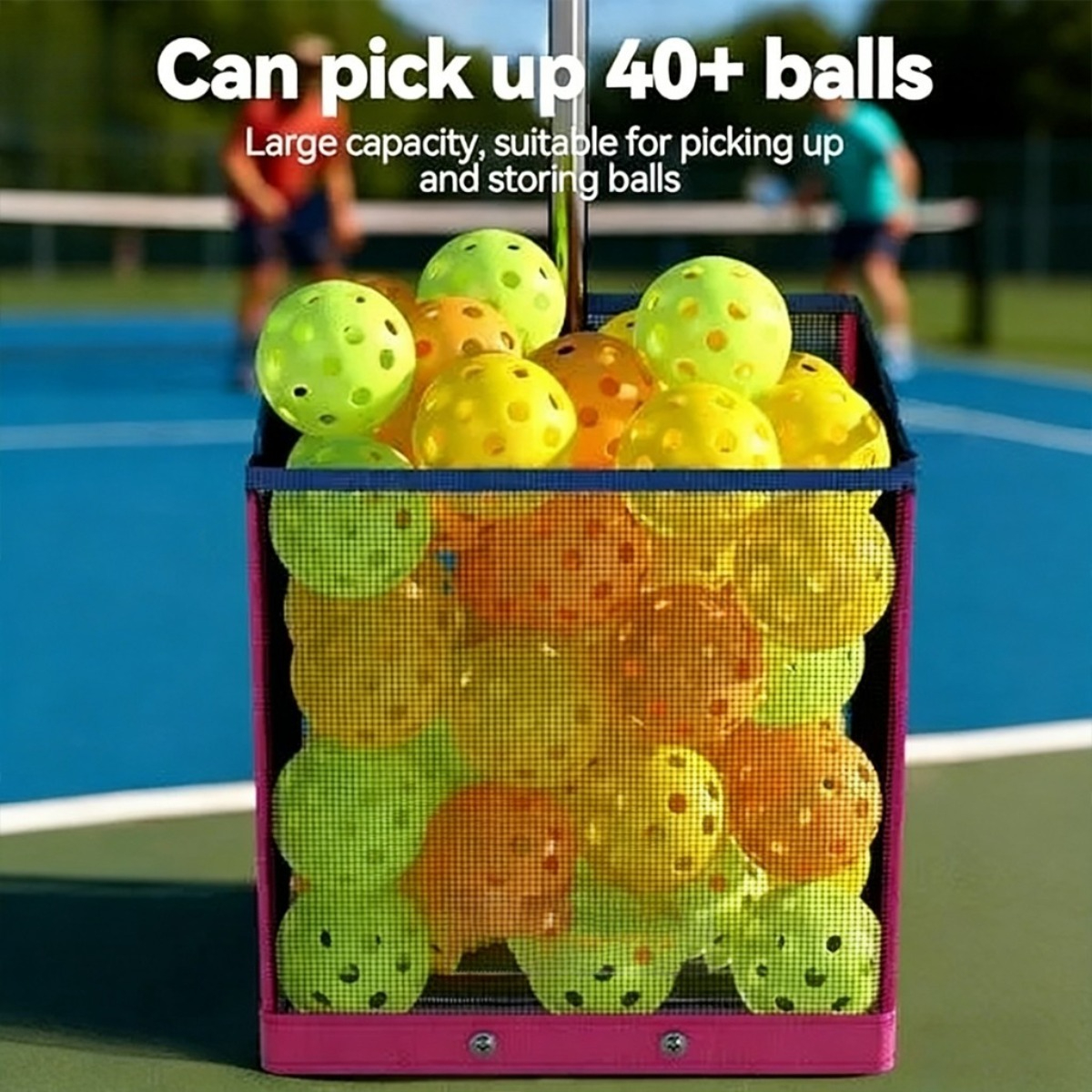 Foldable Pickleball Ball Picker Upper with Telescopic Stainless Steel Handle Lightweight Multi Ball Collector