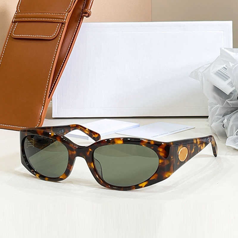 CL40347U Fashionable Womens French Small Frame Sunglasses with Tortoise Oval Cat Eye Frame Wide Legs UV Protection Driving Holiday Goggles Comes with Original Box