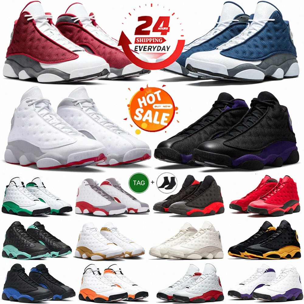 With Box 13 13s Basketball Shoes Designer Shoes Panda J13 Outdoor Sneakers For Men Women Red Black White Flint Wheat Wolf Grey Playoffs Purple Cap Gow