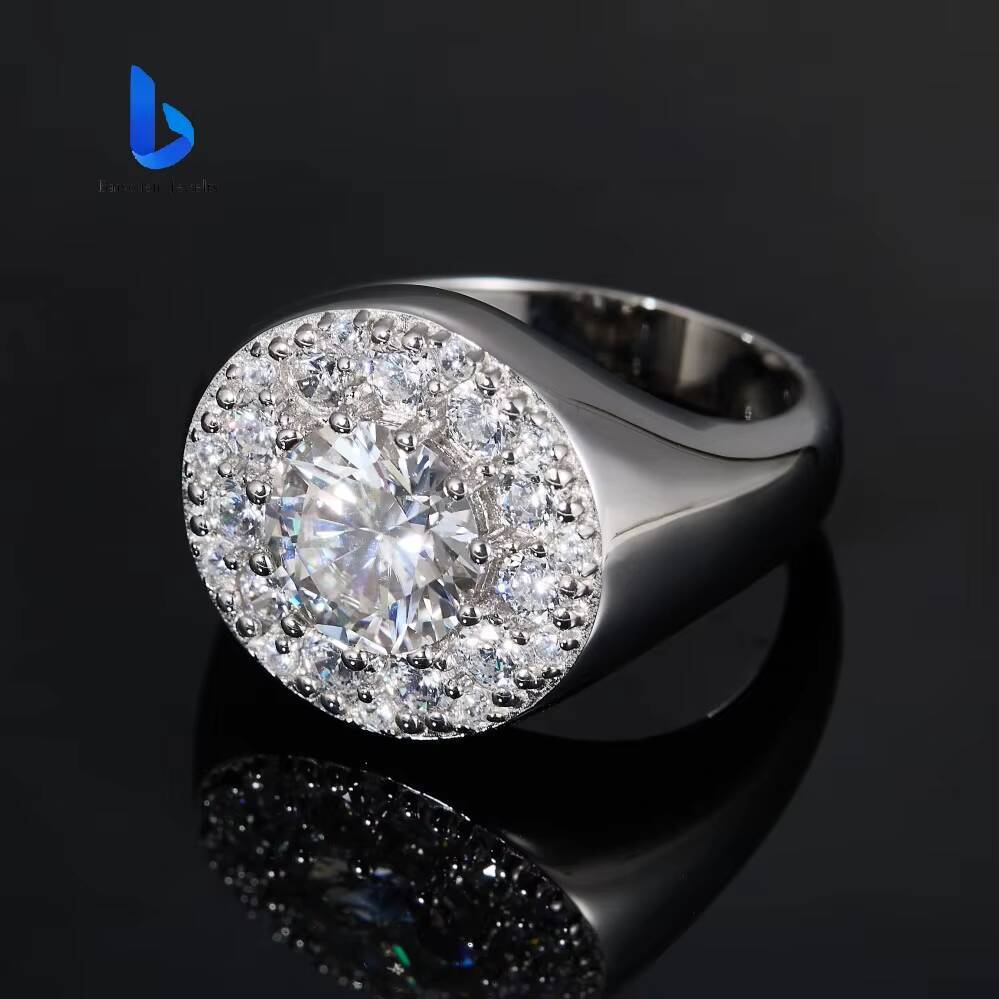 Customizable 925 Sterling Silver Solitaire Pave VVS Moissanite Hip Hop Ring - Mens Luxury Fine Jewelry