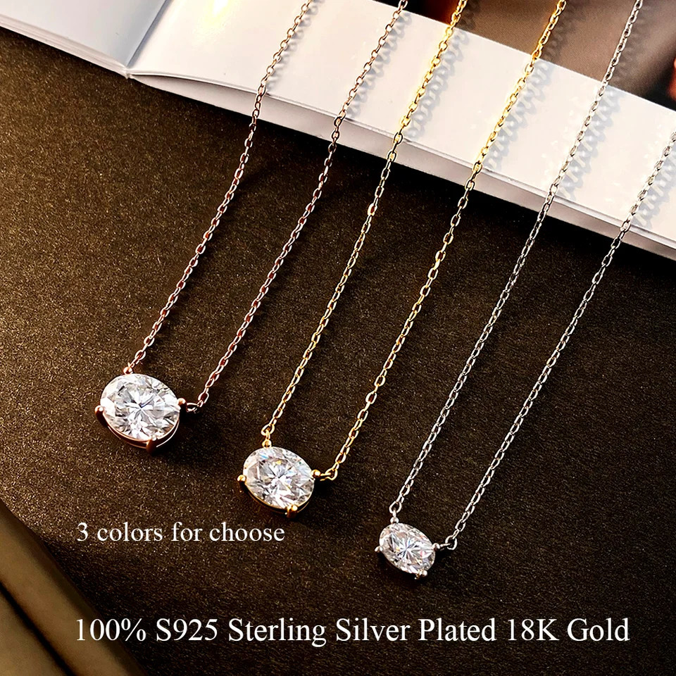 COSYA 123CT Oval Cut Pendant Necklace For Women S925 Silver East-West Solitaire Diamond Necklace Fine Jewelry Gifts 260429