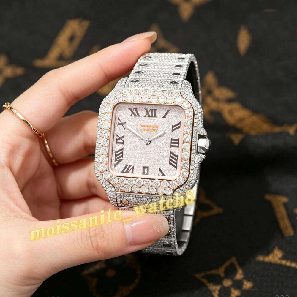 High-quality mens and womens moissanite diamond watch, Luxury design Fully Automatic mechanical D color Iced Out VVS Watchesfree delivery