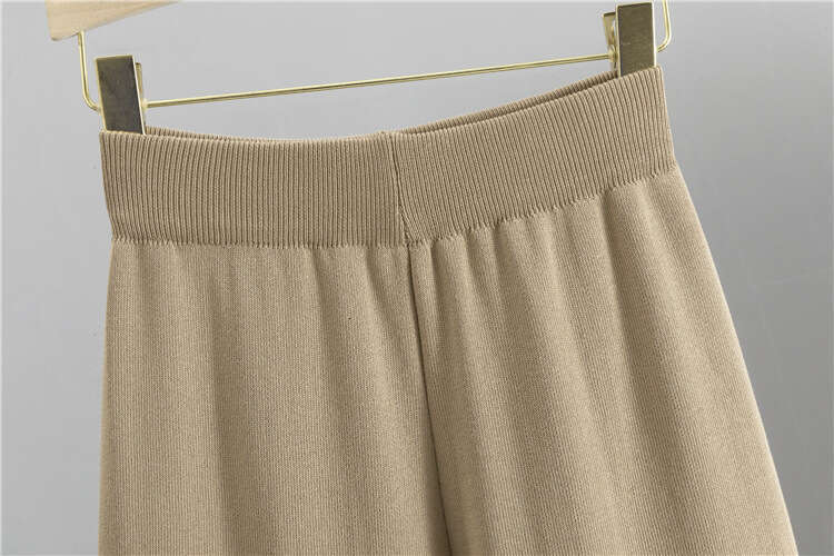 Casual And Fashionable Two Piece Women's Autumn And Winter Versatile Metal Buckle Knitted Style Cardigan Sweater Wide Leg Pants Set Designer Clot - view 9