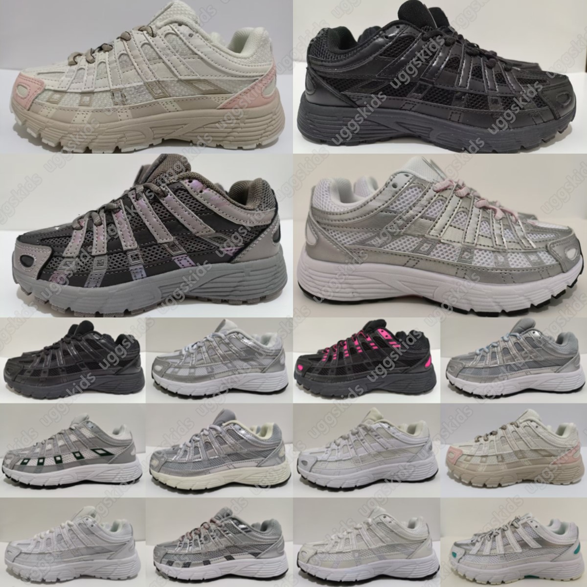 designer 6000 kids running shoes toddlers sneakers Children girls boys shoe grey black white grey slivery kid trainers SIZE 26-35