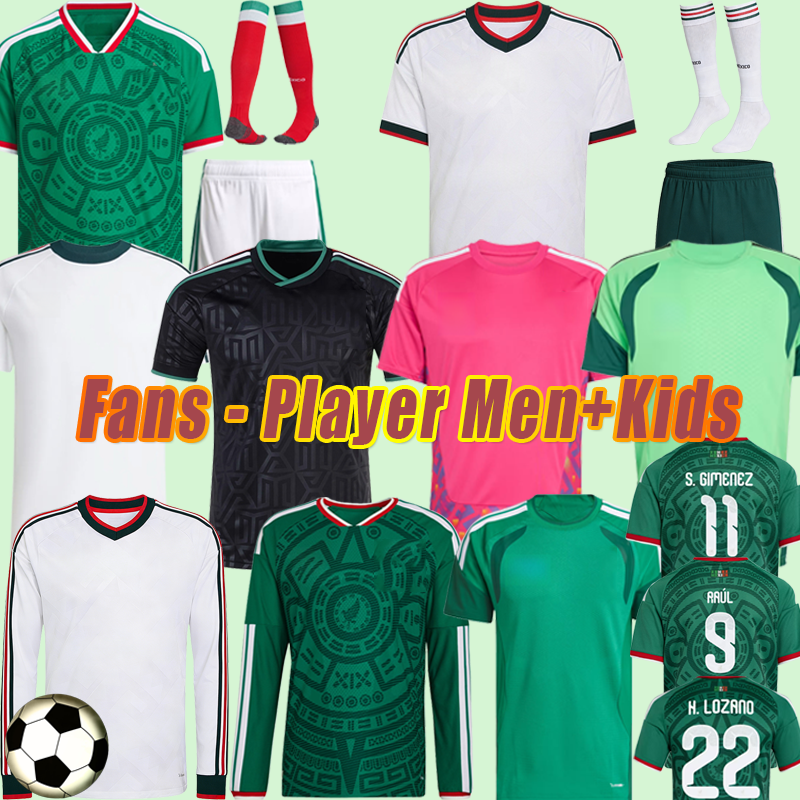 2026 Green Mexico jersey World Cup Home away Kit soccer jersey A. VEGA C. HUERTA L. ROMO RAUL football shirts men kids kits set Pink Black White Special Third goalkeeper set